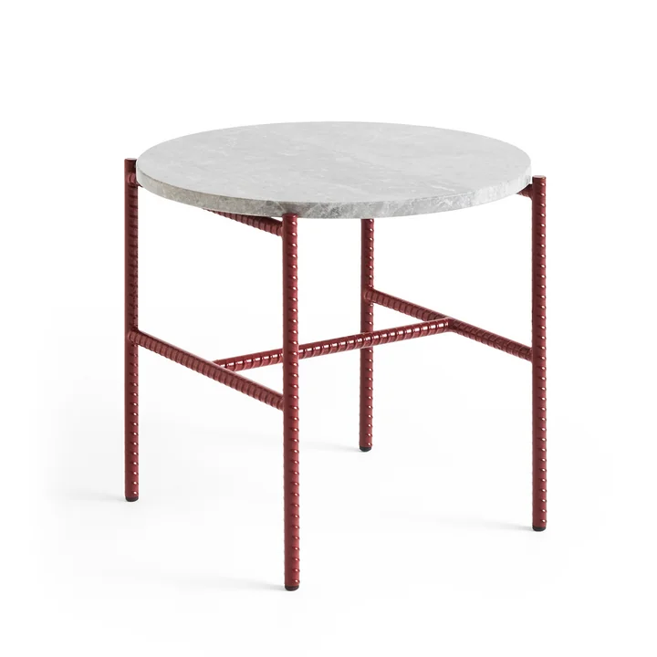 Rebar Beistelltisch Ø 45 x H 40,5 cm, Marmor grau / barn red von HAY
