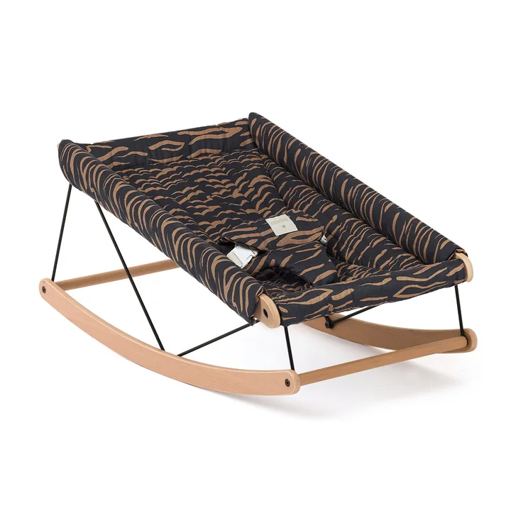 Growing Green Babywippe mit Polster, blue waves von Nobodinoz