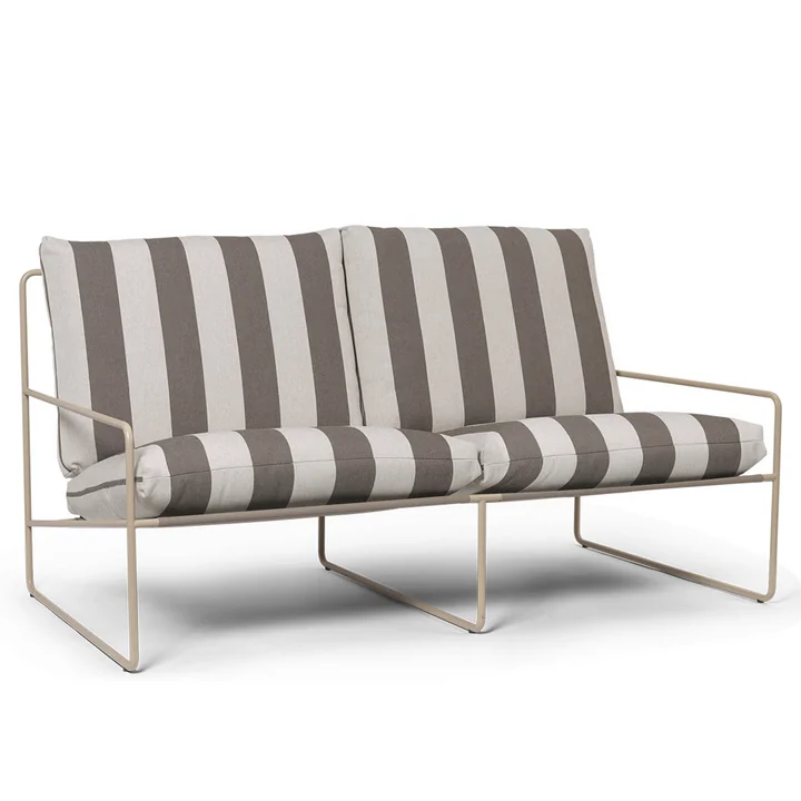 Desert Stripe Outdoor 2-Sitzer Sofa, cashmere / chocolate von Ferm Living