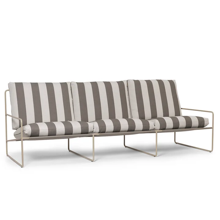 Desert Stripe Outdoor 3-Sitzer Sofa, cashmere / chocolate von Ferm Living