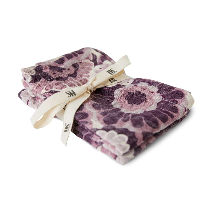 Baumwollservietten, 30 x 30 cm, floral burgundy (2er-Set) von HKliving