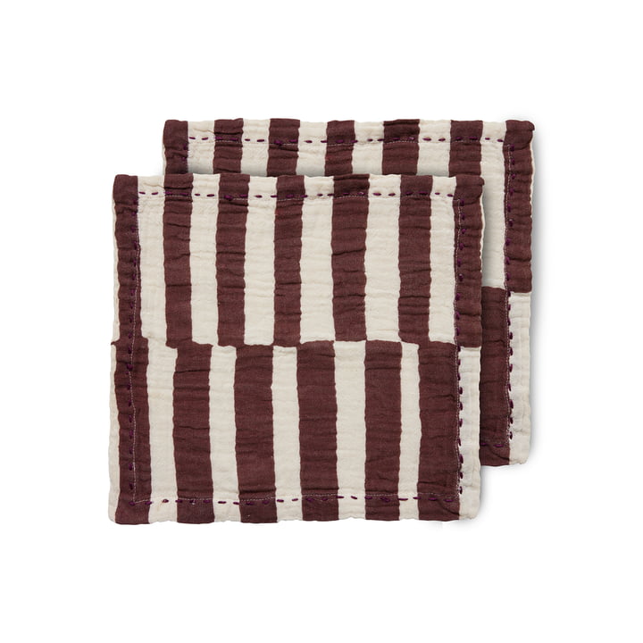 Baumwollservietten, 30 x 30 cm, striped burgundy (2er-Set) von HKliving