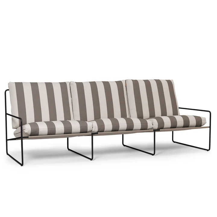 Desert Stripe Outdoor 3-Sitzer Sofa, schwarz / schokolade von Ferm Living