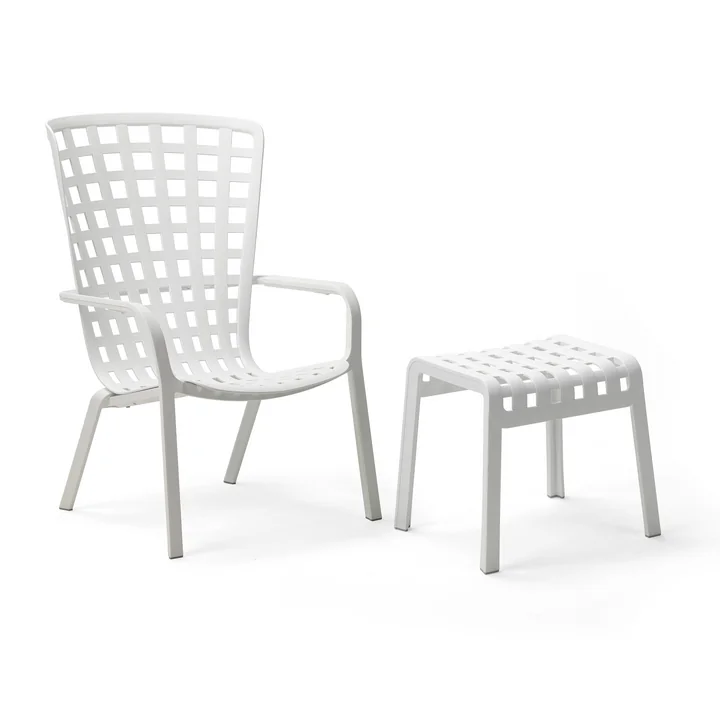Nardi - Folio verstellbarer Outdoor-Sessel + Poggio Hocker, bianco
