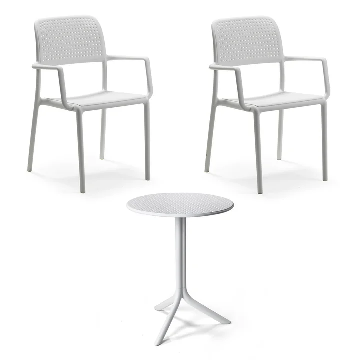 Nardi - Bora Armlehnstuhl (2x) + Step Tisch, weiß