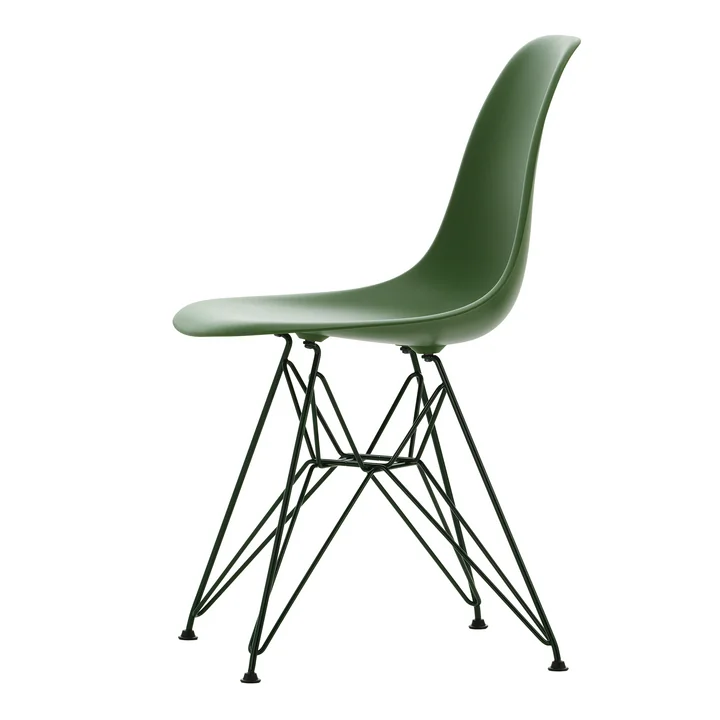 Eames Plastic Side Chair DSR, forest / dunkelgrün (Kunststoffgleiter basic dark) von Vitra