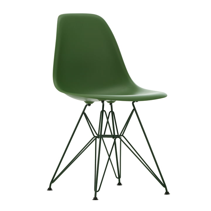 Eames Plastic Side Chair DSR, forest / dunkelgrün (Kunststoffgleiter basic dark) von Vitra