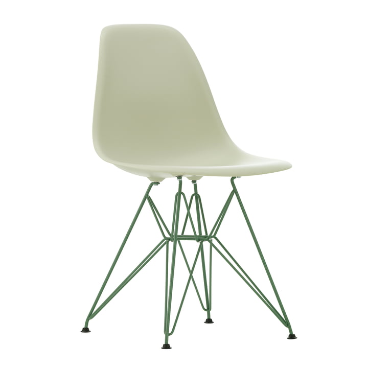 Eames Plastic Side Chair DSR, kieselstein / Eames Sea Foam Green (Kunststoffgleiter basic dark) von Vitra
