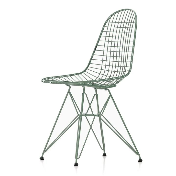 Wire Chair DKR (H 43 cm), Eames Sea Foam Green / ohne Bezug, Kunststoffgleiter (basic dark)