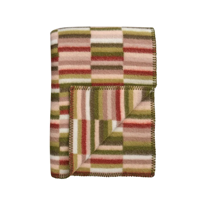 Røros Tweed - Ida Wolldecke 200 x 135 cm, olive burgundy