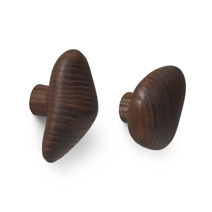 Ferm Living - Cairn Wandhaken, dunkelbraun (2er Set)
