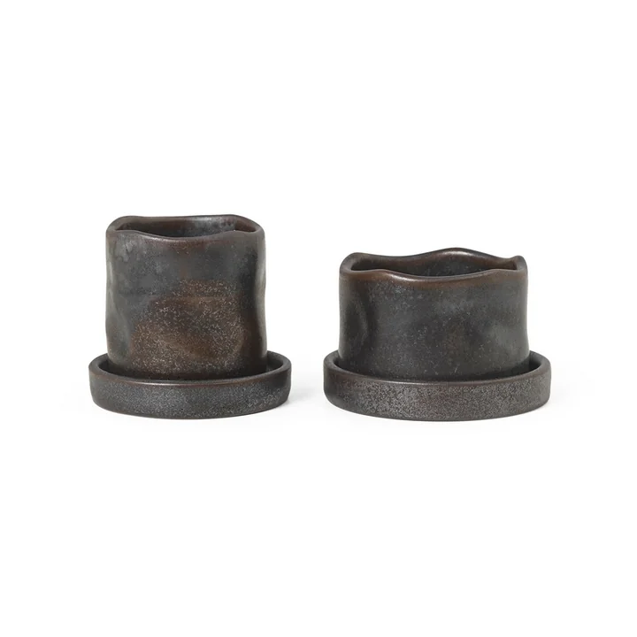 Uneru Mini Topf von Ferm Living in der Farbe schwarz (2er Set)