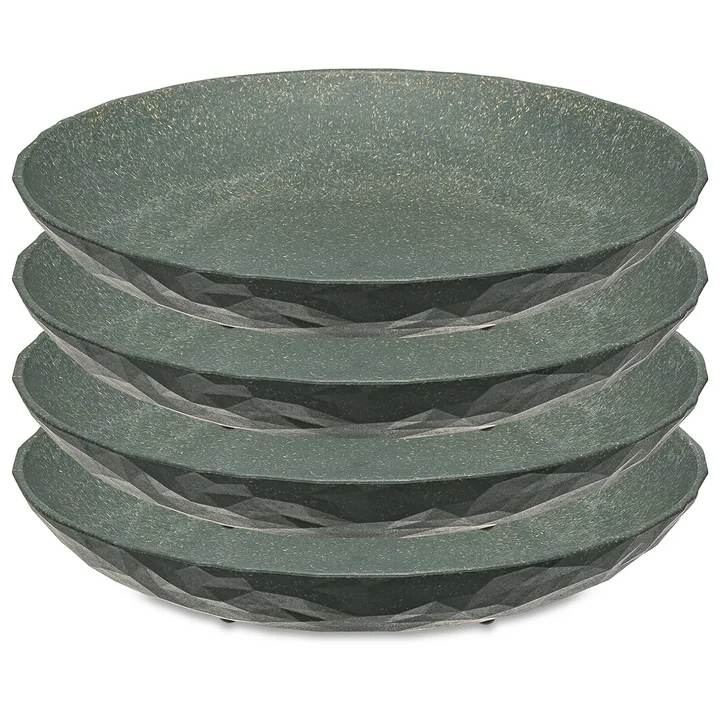 Koziol - CLUB PLATE Tiefer Teller, 22 cm, nature ash grey (4er-Set)