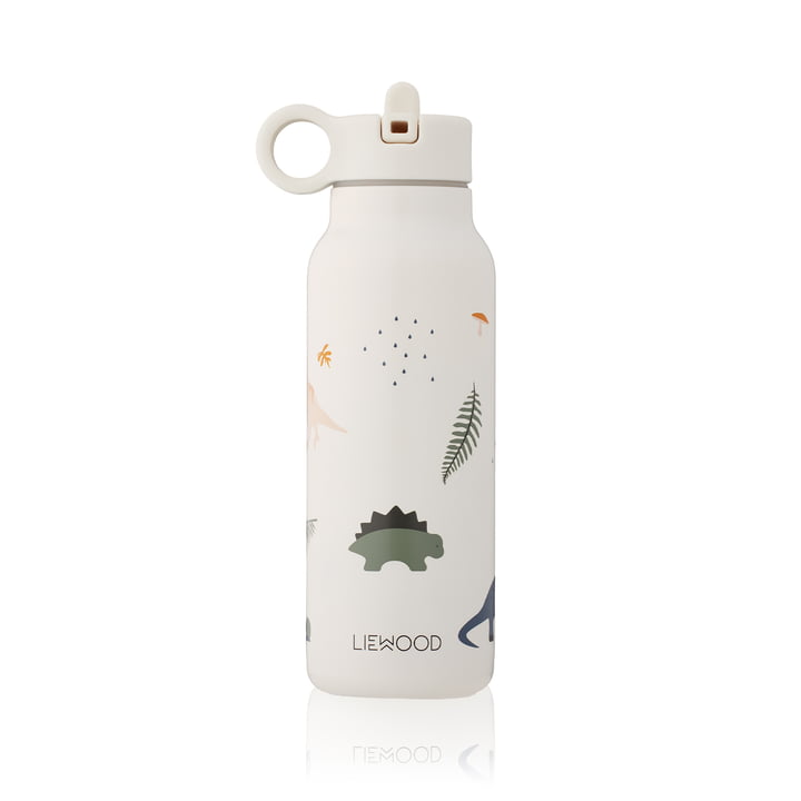 Falk Wasserflasche von LIEWOOD in der Ausführung Dino, weiß / blau