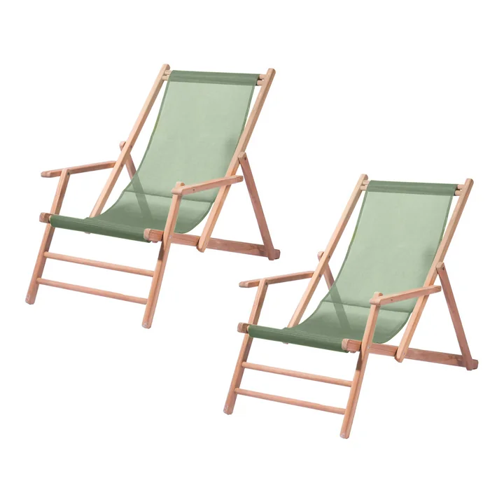 Jan Kurtz - Maxx Deckchair, Teakholz / Bezug Kunststoffgewebe salbei (2er-Set)