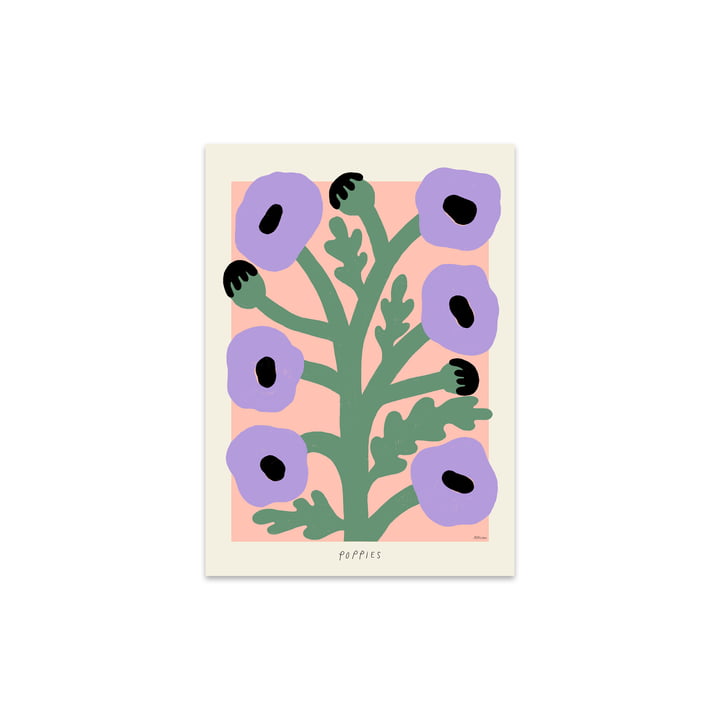 Purple Poppies von Madelen Möllard, 30 x 40 cm von The Poster Club