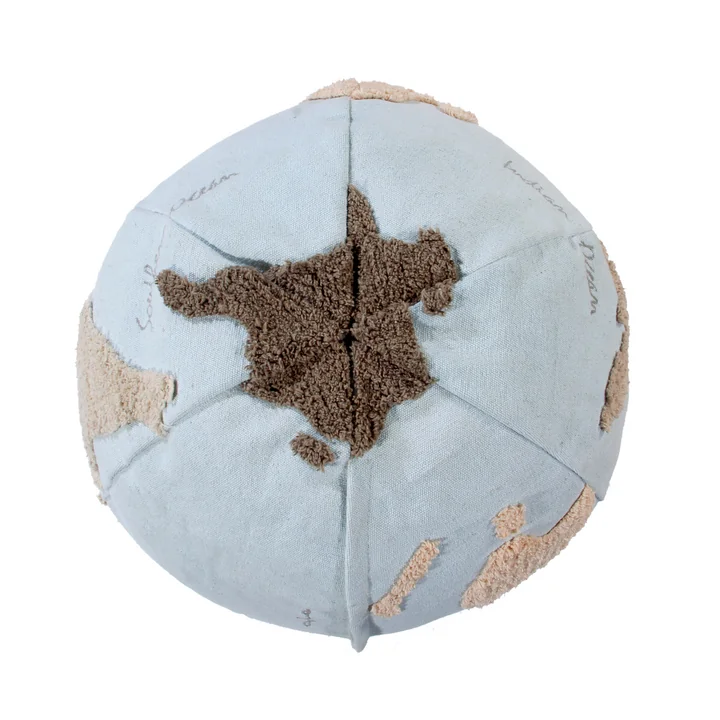 World Map Pouf, Ø 50 cm, hellblau / beige von Lorena Canals