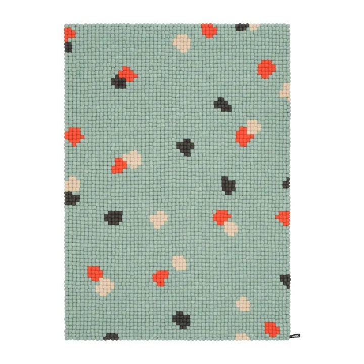 myfelt - Terra Ocean Filzkugelteppich, 180 x 260 cm, türkis / rot / beige / grau