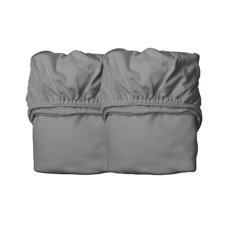 Leander - Spannbettlaken für Juniorbett, 100% Bio-Baumwolle, 140 x 60 cm, cool grey (2er-Set)