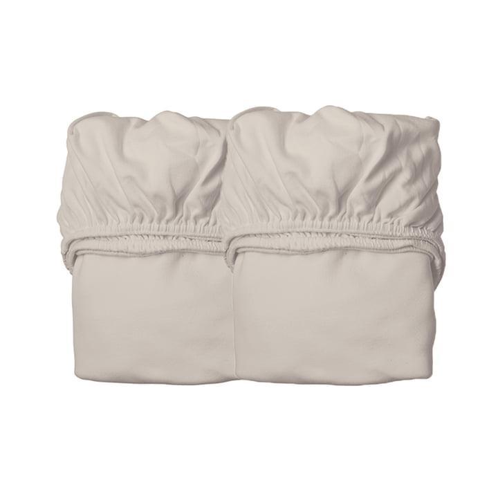 Leander - Spannbettlaken für Babybett, 100% Bio-Baumwolle, 115 x 60 cm, cappuccino (2er-Set)