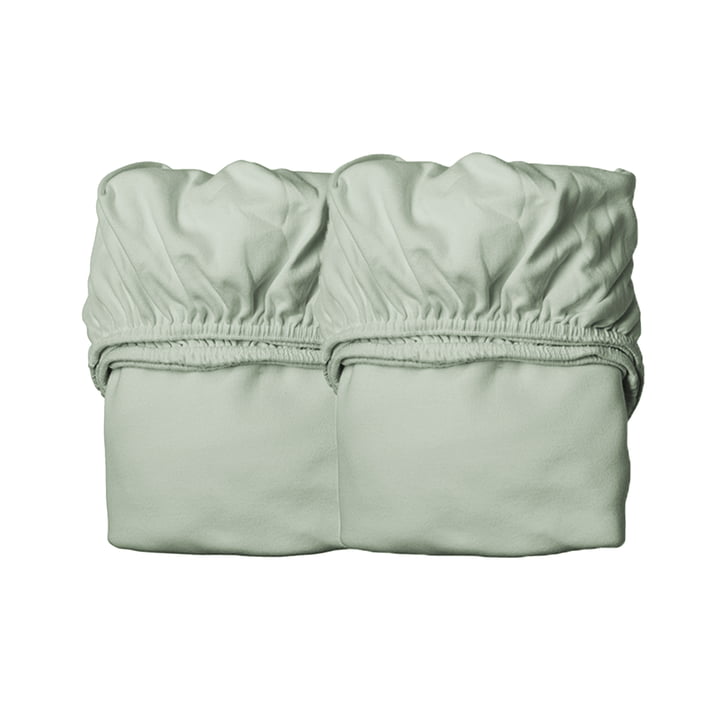 Leander - Spannbettlaken für Babybett, 100% Bio-Baumwolle, 115 x 60 cm, sage green (2er-Set)