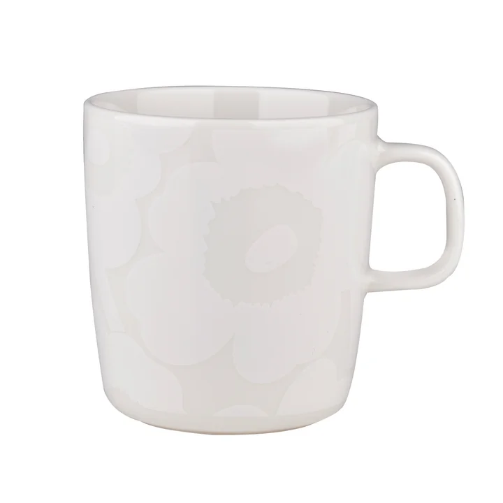 Oiva Unikko Becher mit Henkel, 400 ml, weiß / off-white von Marimekko
