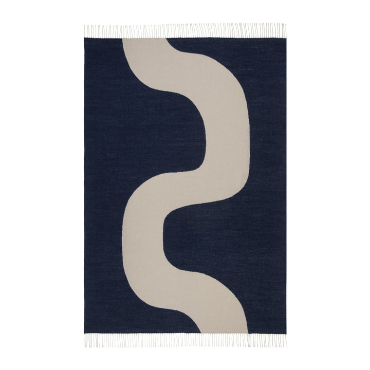 Seireeni Decke, 130 x 180 cm, off-white / dunkelblau von Marimekko