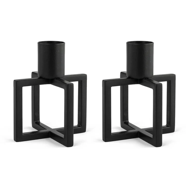 HANA - OneFlame Kerzenständer H 8,3 x Ø 7 cm, schwarz (2er-Set)