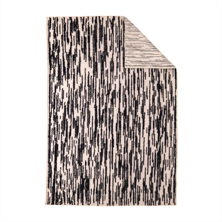 nanimarquina - Doblecara 1 Wollteppich, wendbar, 170 x 240 cm, schwarz / weiß