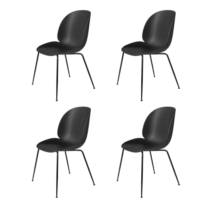 Gubi - Beetle Dining Chair, Conic Base schwarz / schwarz (4er Set)
