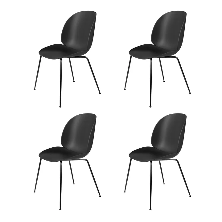 Gubi - Beetle Dining Chair, Conic Base schwarz / schwarz (4er Set)