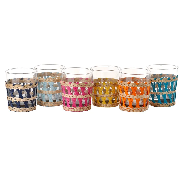 POLSPOTTEN - Becher inkl. Schilfhalter, mehrfarbig (6er-Set)