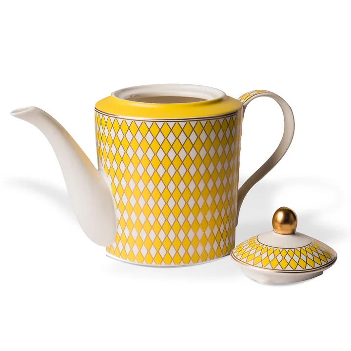 POLSPOTTEN - Chess Teekanne 1,1 l, matt glasiert, gelb / gold