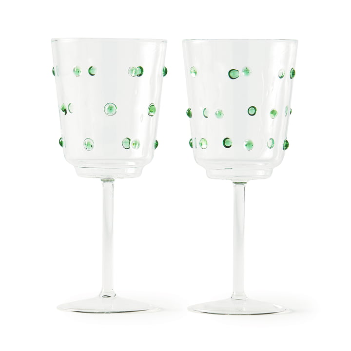 Nob Weinglas, H 20 cm, olivgrün (2er-Set) von Pols Potten