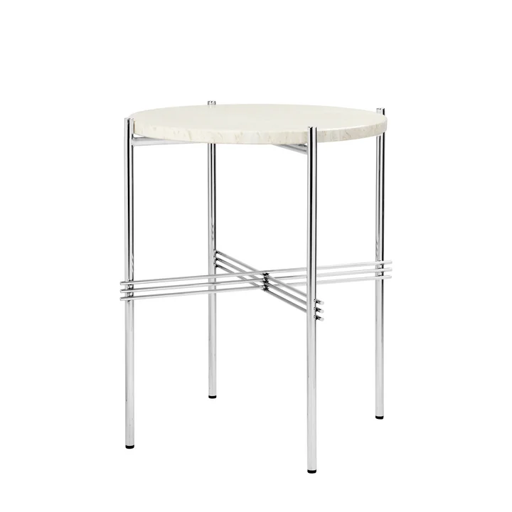Gubi - TS Couchtisch Ø 40 cm, poliert / Travertin weiß