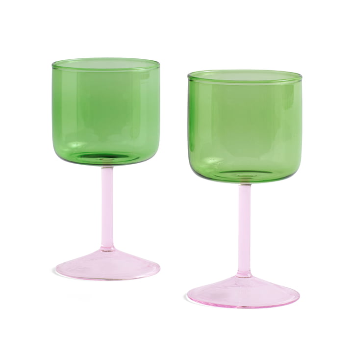 Tint Weinglas von Hay in der Ausführung grün / pink (2er-Set)