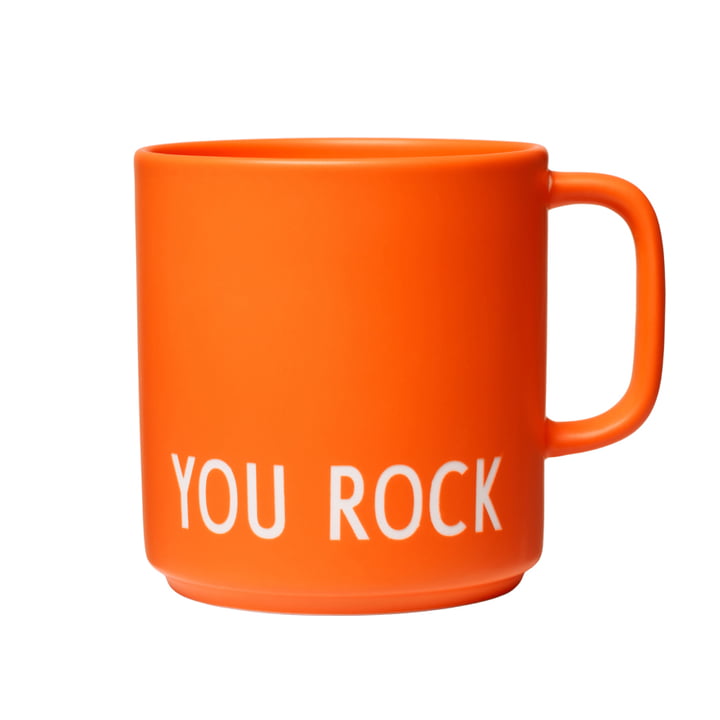 AJ Favourite Porzellan Becher mit Henkel, You Rock / orange von Design Letters