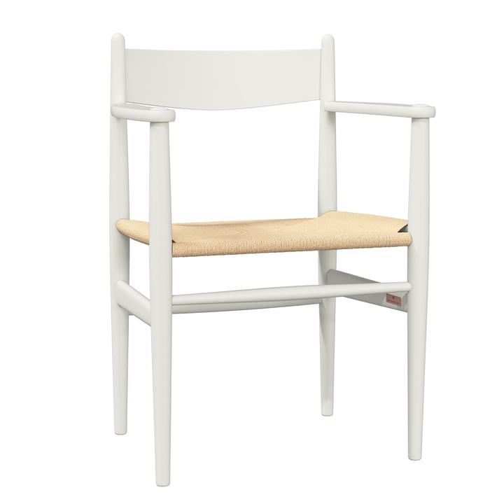 Carl Hansen - CH37 Stuhl, Buche soft naturweiß lackiert / Naturgeflecht