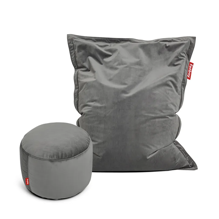 Fatboy - Original Slim Sitzsack Velvet inkl. Point Pouf Velvet, taupe