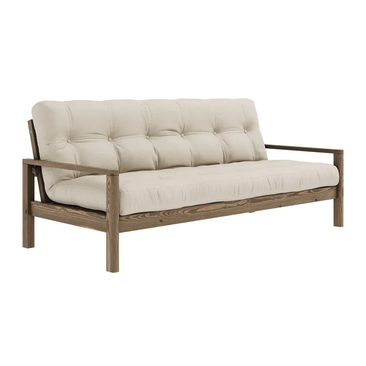Karup - Knob Schlafsofa 130 x 190 cm, Kiefer carobbraun / beige (747)
