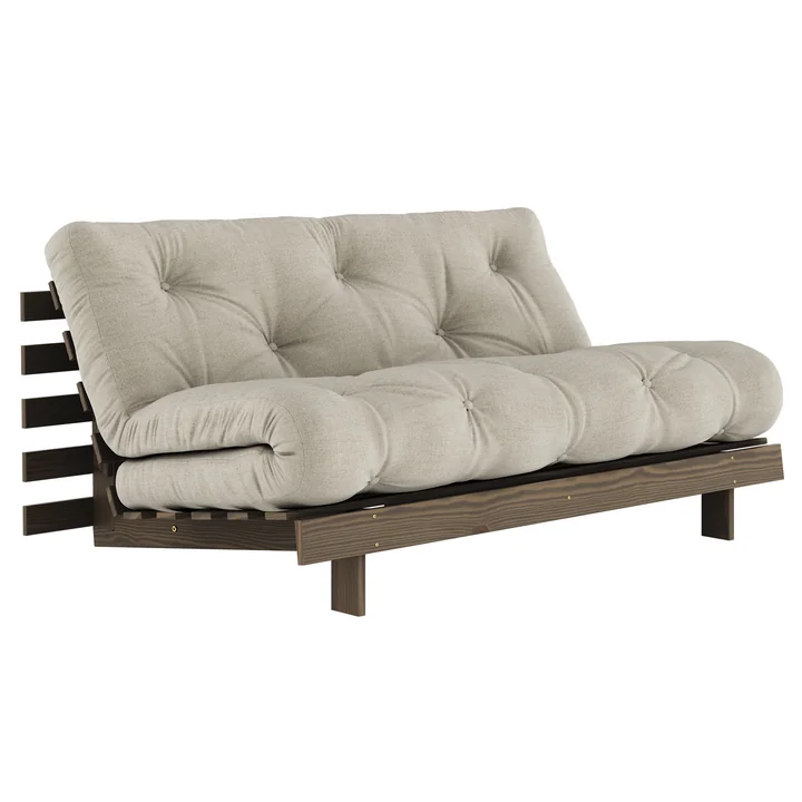Karup - Roots Schlafsofa, 160 x 200 cm, Kiefer carobbraun / linen (914)