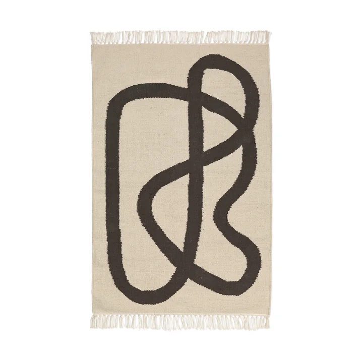 Ferm Living - Lane Teppich, 70 x 105 cm, off-white / chocolate