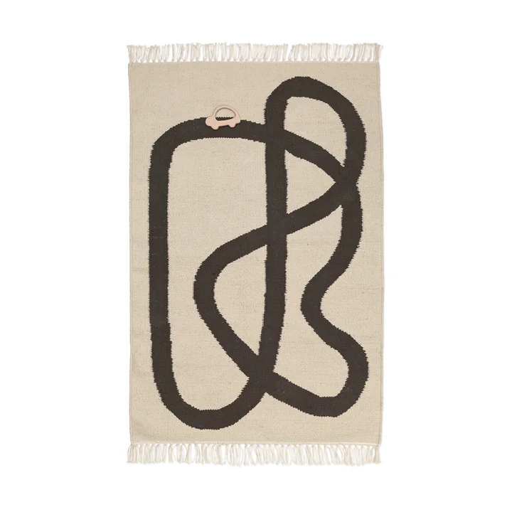 Ferm Living - Lane Teppich, 70 x 105 cm, off-white / chocolate