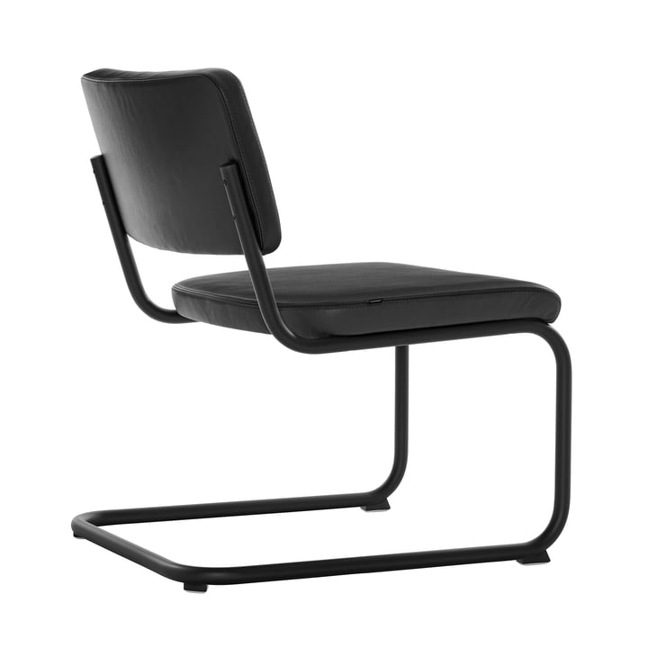 Thonet - S 32 PVL Lounge Stuhl, RAL 9005 (tiefschwarz) / Nappaleder schwarz