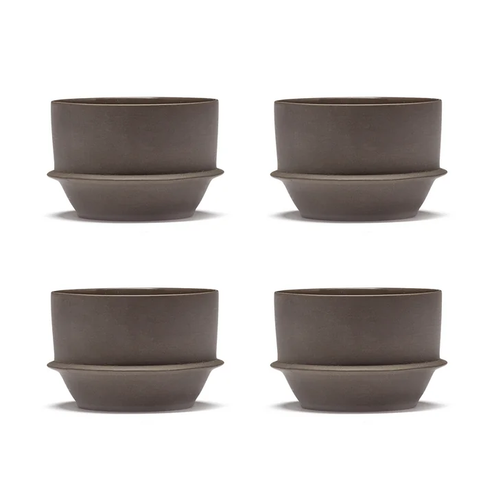 Dune Kaffeetasse by Kelly Wearstler, Slate / braun (4er-Set) von Serax