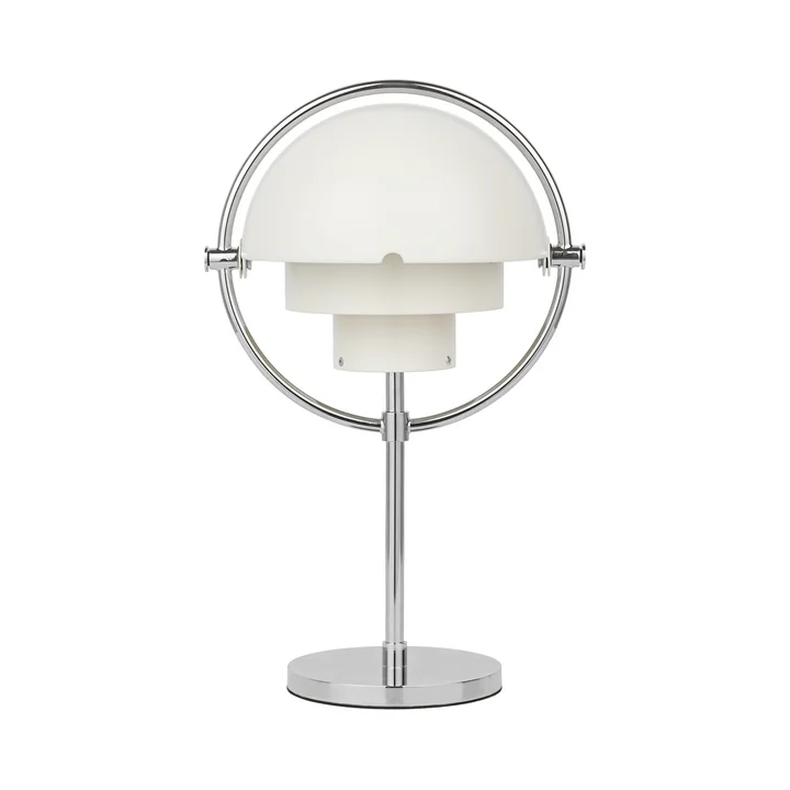 Gubi - Multi-Lite Portable LED Akku Tischleuchte, Chrom / weiß semi matt