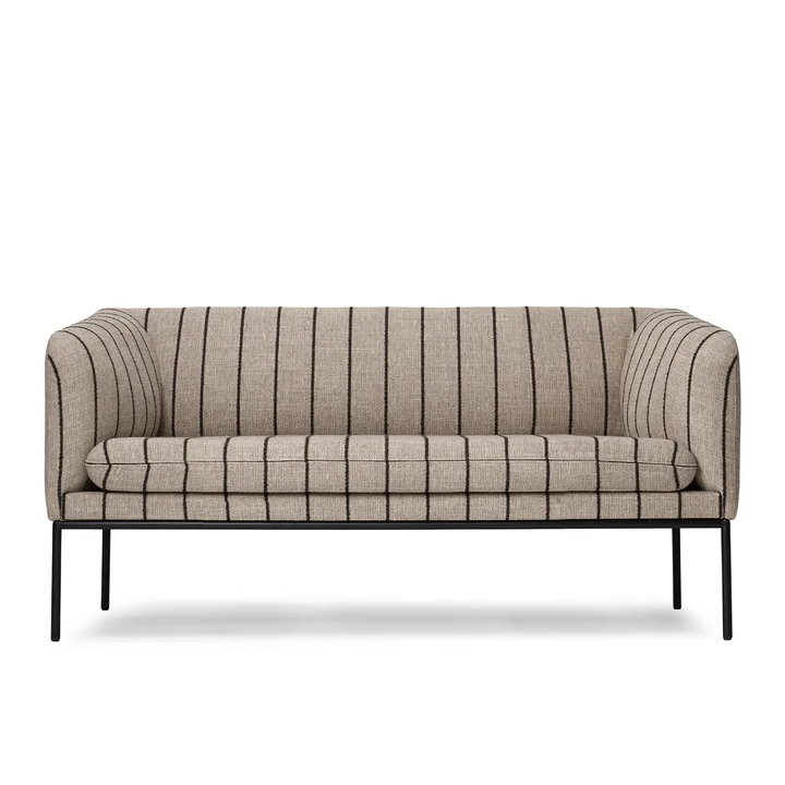 Ferm Living - Turn Sofa, 2-Sitzer, sand / schwarz (Pasadina)	