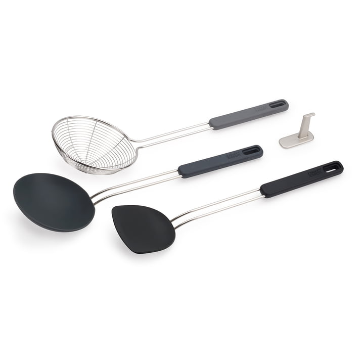 Nest Fusion Wok-Set, Edelstahl / schwarz (3-teilig) von Joseph Joseph