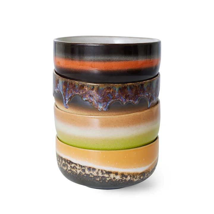 Kopie - HKliving - 70's Schalen Dessert (4-tlg.), Ø 12,5 cm, humus