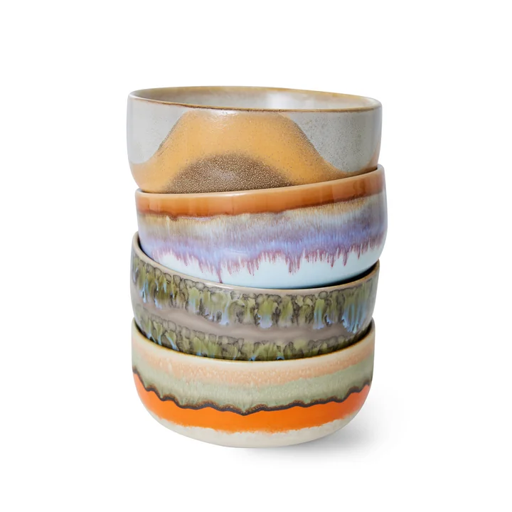 HKliving - 70's Schalen Dessert (4-tlg.), Ø 12,5 cm, reef